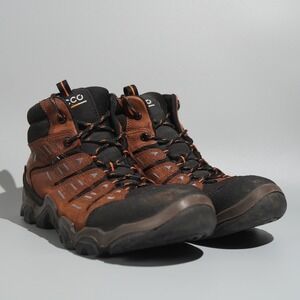 ECCO Leather Hiking Boots Men US 12 / EU 43 Brown Ankle Lace Up Rubber Sole